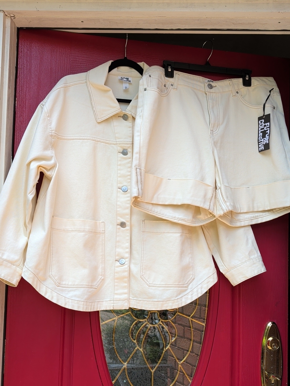Future Collective Denim Shirt And Shorts - Butter Yellow/Cream